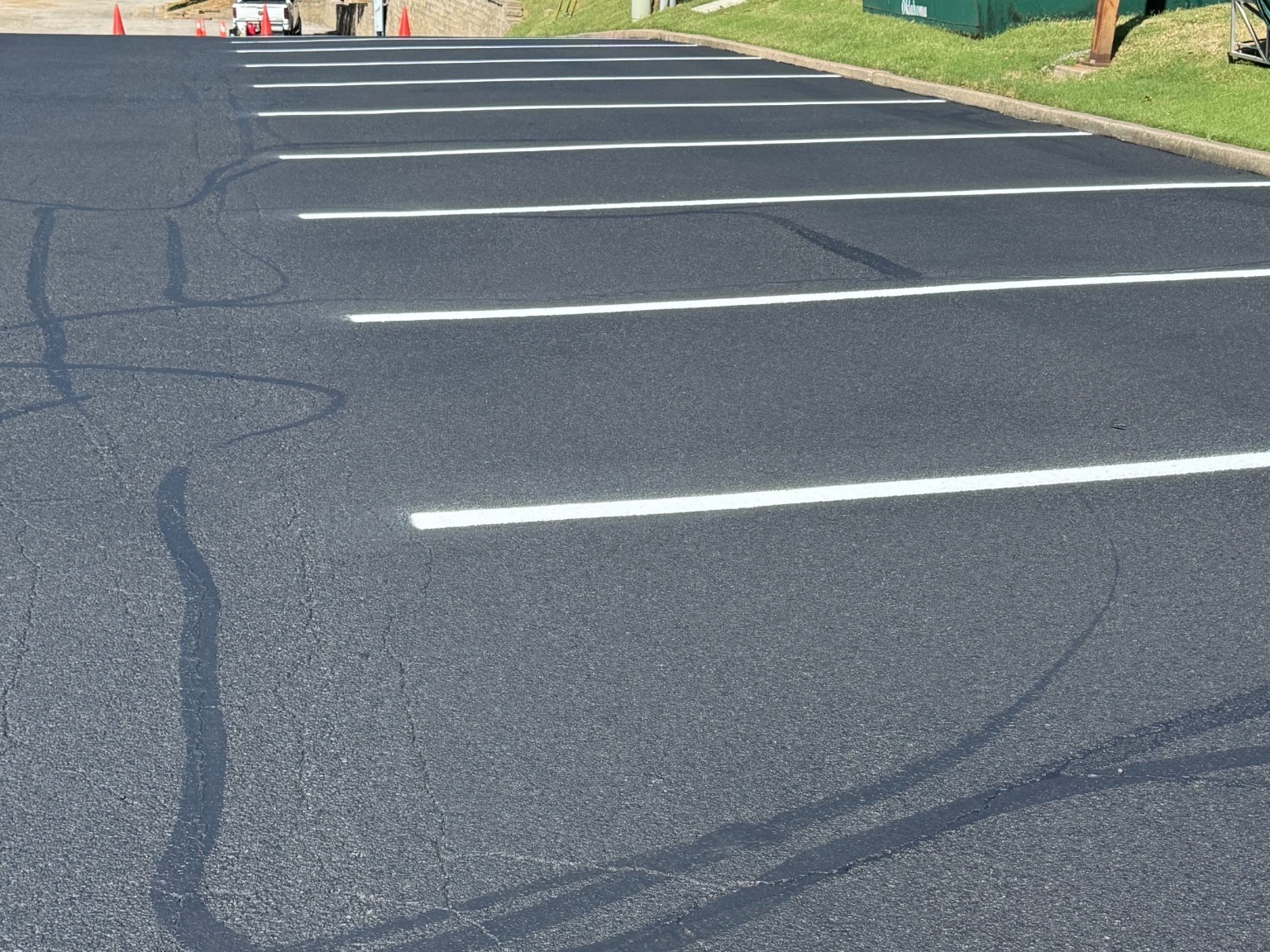 Fresh striping and fire lane markings